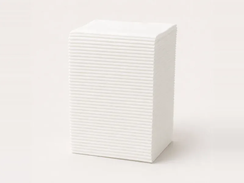 Stack of white folded disposable SPA towels